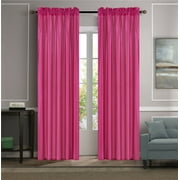 SAMIMPORT-2011 2-PC Set MR2 Hot pink color Rod Pocket Faux Silk Window Curtain Treatment, Set of Two (2) Solid Semi Sheer Panels 55" W x 84" L (Each)