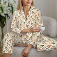 thumbnail image 6 of Salouo Autumn Gnomes Holding Mushroom Pattern Women's Pajamas Set Long Sleeve Button Down Sleepwear Soft Pj Lounge Sets for women 2 Piece Pjs Set with Long Pants-Small, 6 of 7