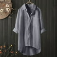 thumbnail image 4 of Cotton Linen Long Sleeve Shirts for Women 2025 Button Down Collared Casual Plain Tshirt Shirt Blouse Tops, 4 of 5
