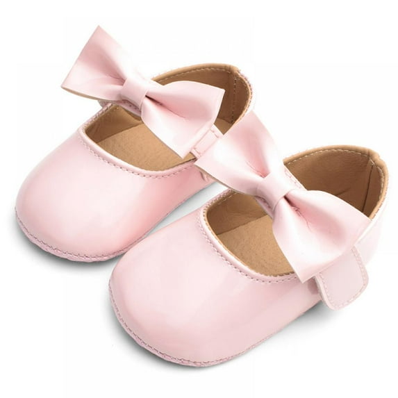 BESLY 0-18M Baby Girls Princess Dress Shoes with Bowknot Non-Slip Toddler Shoes