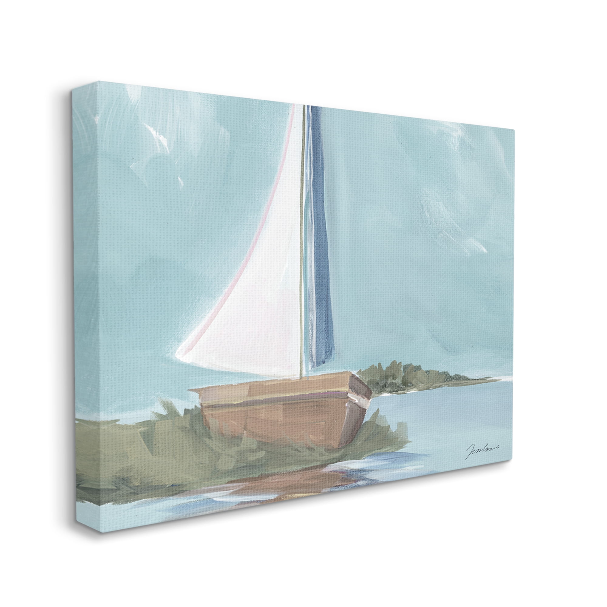 Stupell Industries Maritime Sailboat Scene Transportation Painting Gallery Wrapped Canvas Print Wall Art, 20 x 16