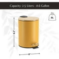 thumbnail image 6 of Mustard Yellow Trash Can with Bamboo Lid and Pedal, 2.5L Capacity, 6 of 7