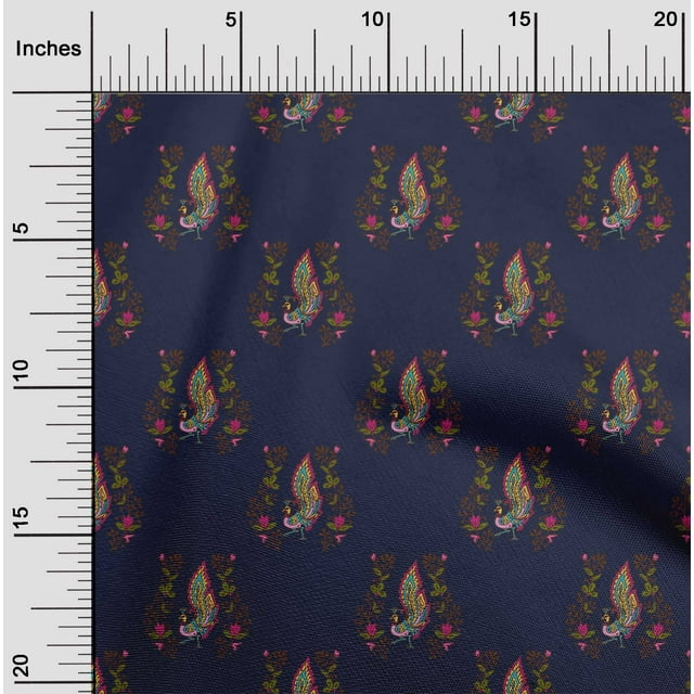 oneOone Cotton Flex Fabric Leaves|Floral & Peacock Block Decor Fabric Printed BTY 40 Inch Wide