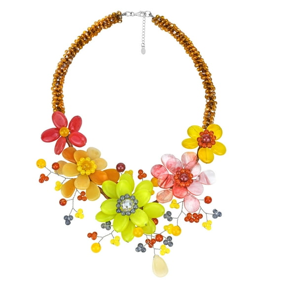 Bouquet of Color Natural Stone & Pearl Statement Necklace