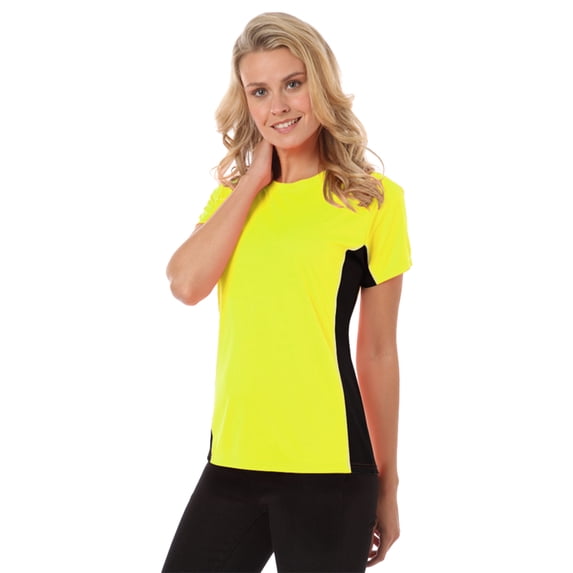 BlueGeneration Ladies Colorblock Wicking Tee - Optic Yellow Large Solid