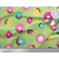 thumbnail image 2 of Soimoi Tissu Satin Modal Vert Imprimé Donuts par Yard 42 Pouces de Large, 2 of 5