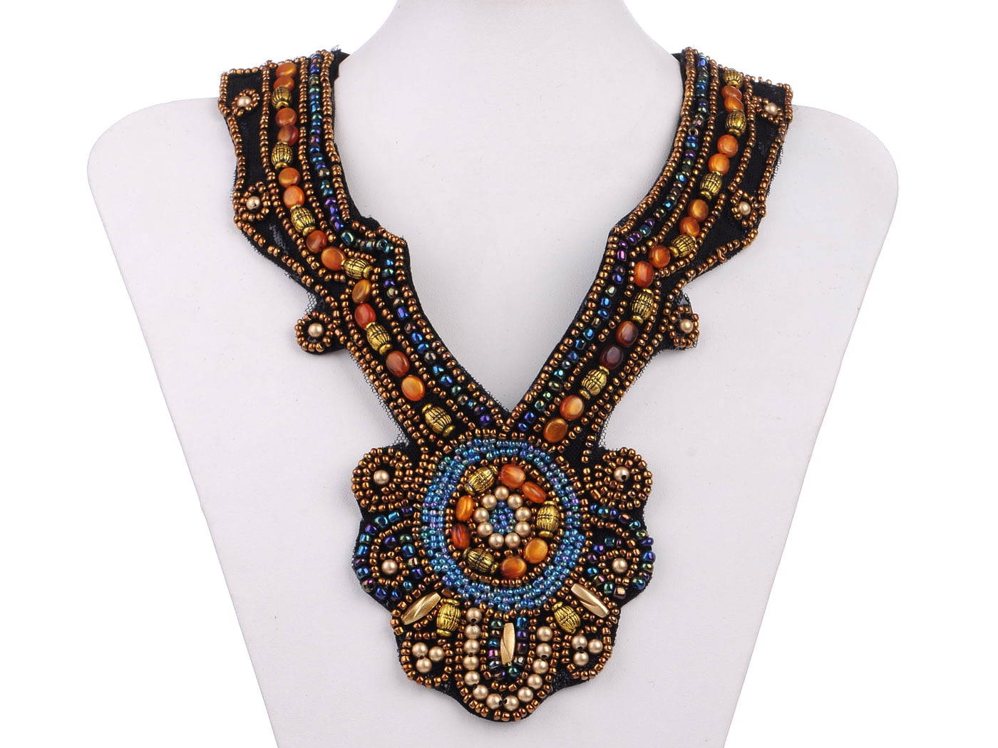 Fashion Jewelry Chain Resin Seed Beads Choker Chunky Statement Bib Necklace 