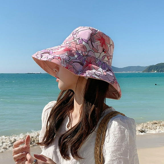 ZSQDM Womens Outdoor Solid Flower Printed Sun Hat Flower Printed Casual Elegant Sun Hat beanie of Men Pro Shop Hat Sun Hats Hairbrella Swim Cap Waterproof