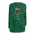 thumbnail image 4 of Lovskoo Women's Fuzzy Fleece Pullover Tops Round Neck Long Sleeve Pocket Printed Winter Thick Warm Plush Top Green, 4 of 5