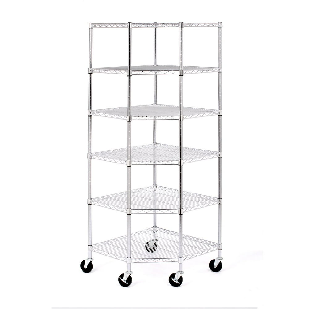 Seville Classics 6Shelf Corner Shelving System with Wheels Walmart