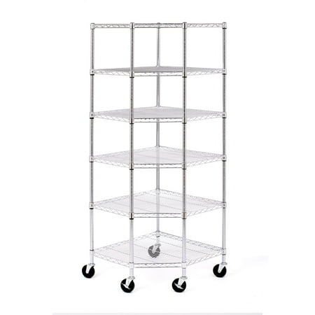 Seville Classics 6-Shelf Corner Shelving System with Wheels