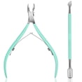 thumbnail image 1 of Cuticle Nipper with Cuticle Pusher - Green Cuticle Trimmer Stainless Steel Cuticle Clipper Cutter Nail Cuticle Remover Tools for Fingernails and Toenails-Green, 1 of 7