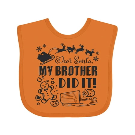 

Inktastic Dear Santa My Brother Did It Funny Christmas Gift Baby Boy or Baby Girl Bib