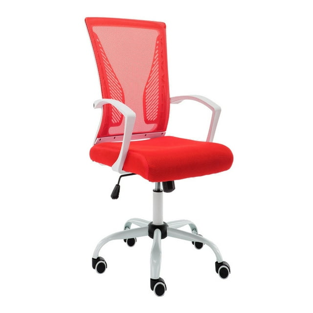 Modern Home Zuna Chaise de Bureau à Dossier Mi-Haut - Blanc/rouge
