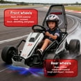 thumbnail image 4 of 24V 8.5 MPH Electric Go Kart for Kids, 400W Powerful Drift Kart w/ Front EVA Wheel & Metal Frame, Ride on Toy w/ Music & Lights, Suspension, 2 Speed, 5 Point Harness, Crazy Cart for Ages 6+, Black, 4 of 8