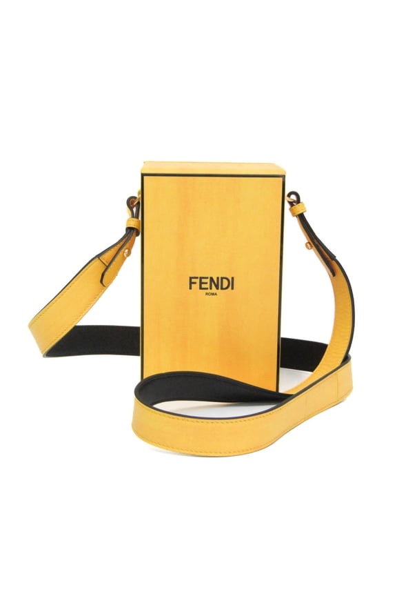 Pre-Owned Fendi Box 7VA519 Women's Leather Shoulder Bag Yellow (Good)