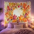 thumbnail image 2 of Autumn Leaf Wreath on a Cream Background, Cozy Watercolor Style for Nature Lovers, Botanical Wall Art, Thanksgiving Hostess Gift, Tapestry Wall Hanging for Bedroom and Living Room, 2 of 7