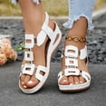 thumbnail image 6 of Bkhluea Women Elastic Slingback Wedge Sandals Geometric Metal Buckle Shoes Comfortable For Casual Travel Daily Walking, 6 of 7