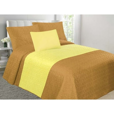 Super Soft Velvet 4piece Two Tone Bedspread Cover Set With Cushion