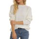 thumbnail image 2 of Gibobby Suéter casual mujer, Suéter ligero de manga larga con cuello redondo para mujer(Blanco,XG), 2 of 4