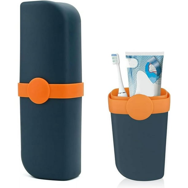 Estuche para cepillos de dientes azul de 1 pieza, estuche portátil para cepillos de dientes de viaje, almacenamiento para estuches para cepillos de dientes de viaje, adecuado para acampar, viajar, ho