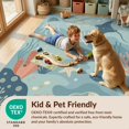 thumbnail image 4 of Design&I 6'x9' Washable Area Rug Snag-Free Blue Oceanic Seascape with Marine Life Motif Underwater Scene Turtles, Fish, for Dining Room, Under Table, Office, 4 of 7