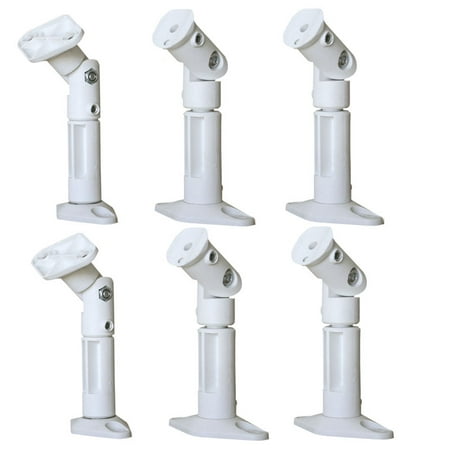 VideoSecu 6 Packs of Universal Satellite Speaker Mount Wall/ Ceiling Home Theater Surround Sound Bracket White Color 1NA
