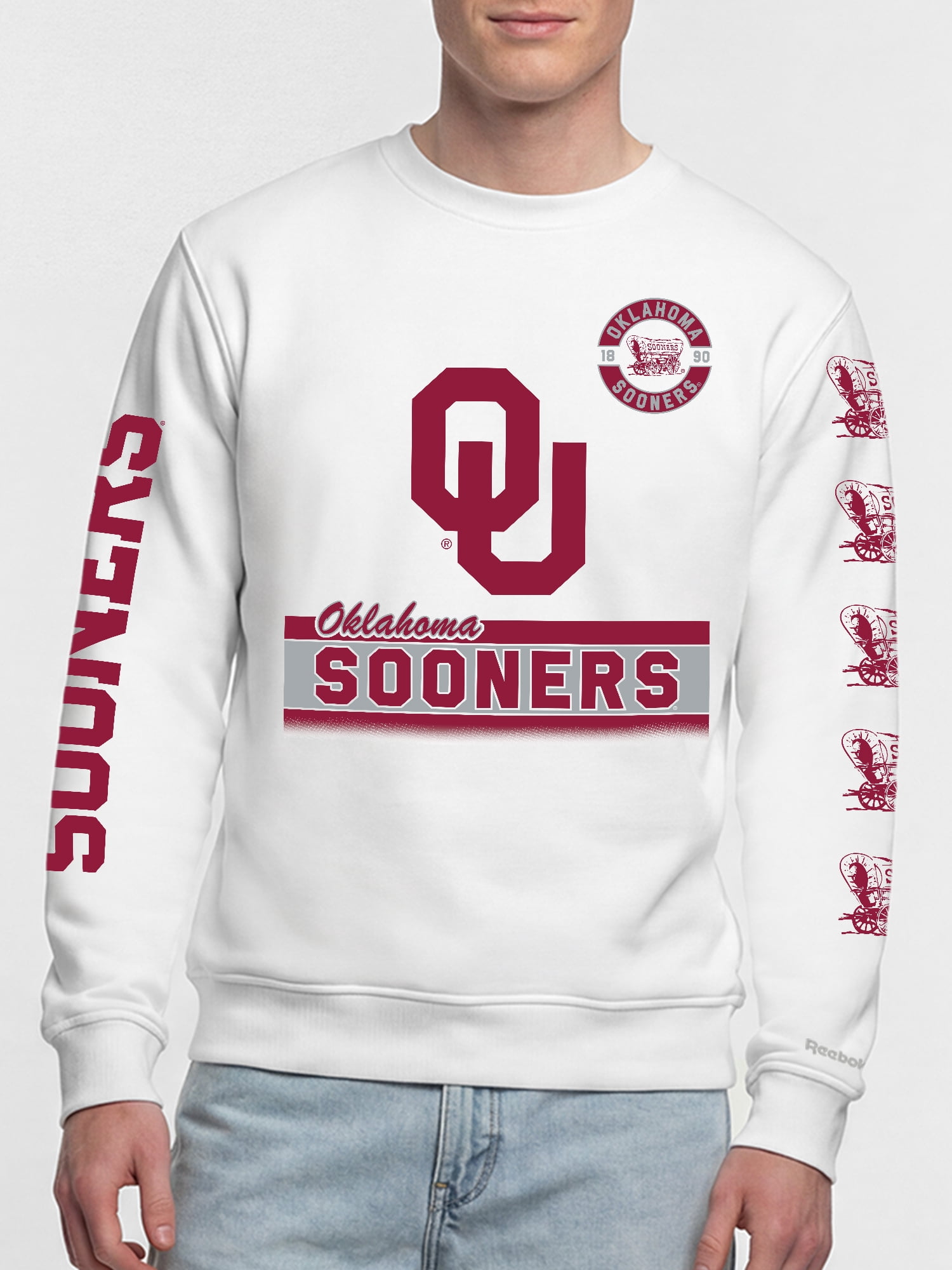 Oklahoma Sooners Reebok Mens White Crew Sweatshirt