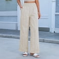 thumbnail image 5 of BOMYJESK Linen Pants Women Striped Wide Leg Palazzo Pants 2026 Summer High Elastic Waisted Lounge Pajama Pants Casual Beach Vacation Long Straight Pant Trousers with Pockets Beige XXL, 5 of 5