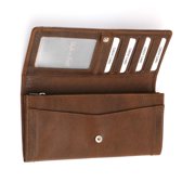 391106 Long Leather Clutch Wallet with Leather Frame in Oak Color | Style n Craft