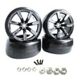 thumbnail image 2 of 4 Pcs Pneus en Caoutchouc Drift avec Roues Moyeux Courts pour Camions RC WPL D12 Style 2, 2 of 5