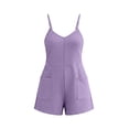 thumbnail image 5 of Taqqpue Womens Casual Rompers Solid Color Overalls Shorts Summer Sleeveless Spaghetti Strap Jumpsuits for Women Casual Shorts with Pockets, 5 of 10