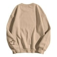 thumbnail image 5 of UJNDER Women's Letter Print Round Neck Pullover Sweatshirt Street Style Long Sleeve Khaki XL, 5 of 5