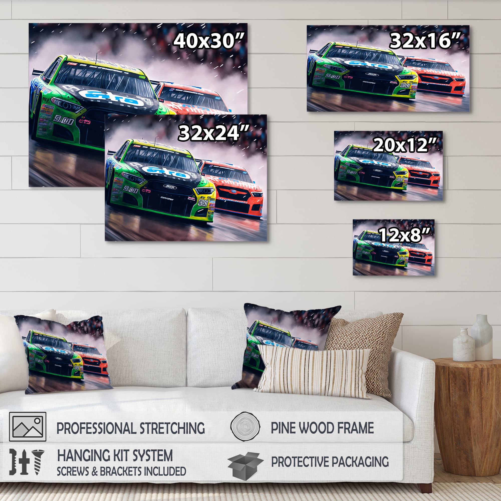 Designart Stock Car Racing Last Lap IV Canvas Wall Art
