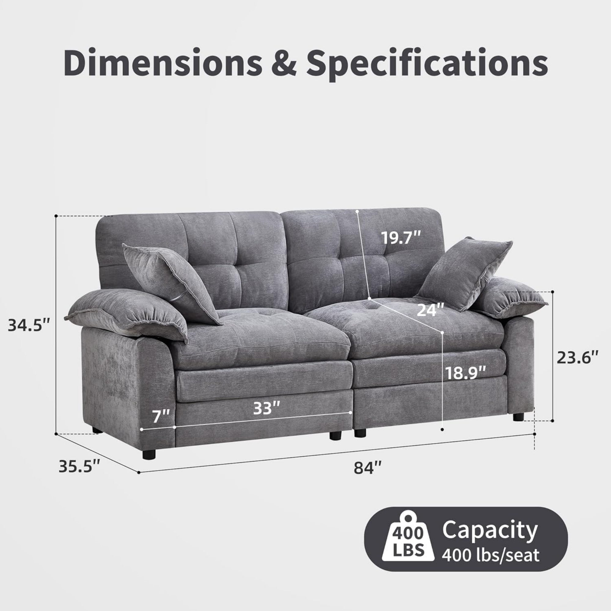 Sailvan 83" Loveseat Sofa, Comfy Corduroy Cloud Couch with Deep Seat, Modern 2-3 Person Sofa for Living Room, Apartment and Small Spaces