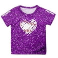 thumbnail image 4 of Fshinging Toddler Girls T Shirts Sequin Football Graphic Summer Tees Tops Glitter Print Short Sleeve Crew Neck Kids Clothes Size 4-5 Years, 4 of 4