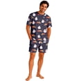 thumbnail image 2 of Halloween Pjs, Halloween Couple Matching Pajamas Set, Navy Ghost Pumpkin Star Short Sleeve Loungewear, Crop Top & Shorts Sleepwear, Soft Cozy Spooky Holiday Nightwear for Summer & Home Wear, L, 2 of 6