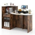 thumbnail image 1 of Costway Reception Desk with Lockable Drawer & Adjustable Shelf Oval Tabletop for Store White, 1 of 10