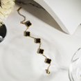 thumbnail image 4 of JeenMata Black Flower Link Bracelet in Yellow Gold Plated, 4 of 8