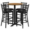 Flash Furniture 30'' Round Laminate Table Set with X-Base and 4 Ladder Back Metal Barstools