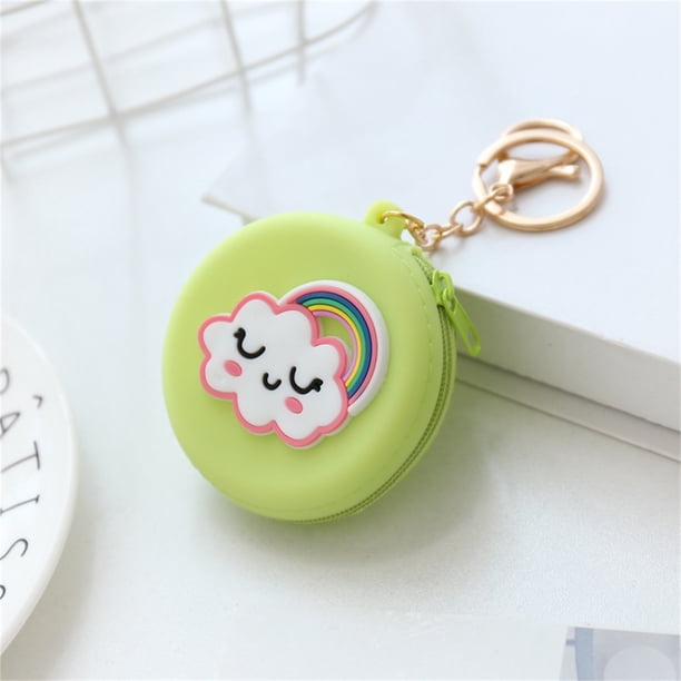 coin purse coins pouch coins wallet silicone change purse Coin Purse Silicone Cute Zipper Closure Gift Choice Women Change Pouch Wallet for Lipstick KeysRound, Rainbow Expression ANGGREK Otros