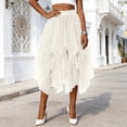 thumbnail image 2 of DAFEI Women Short Skirt Loose Sequin Skirt A-Line Fairy Patterned Elastic Waist Ruffle Layered Midi Skirt, 2 of 6