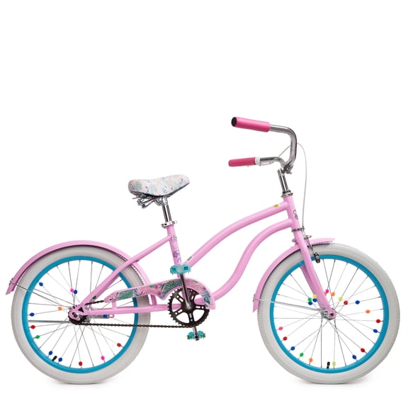Justice Coastline Classics 20” Pink Cruiser Kids’ Bike with Spoke Charms & Bike Pouch