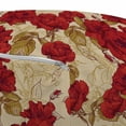 thumbnail image 3 of Vintage Pouf Cover with Zipper, Romantic Red Rose Blooms with Sketches Classical Valentines Day Inspired, Soft Decorative Fabric Unstuffed Case, 30" W X 17.3" L, Red Khaki Sand Brown, by Ambesonne, 3 of 5