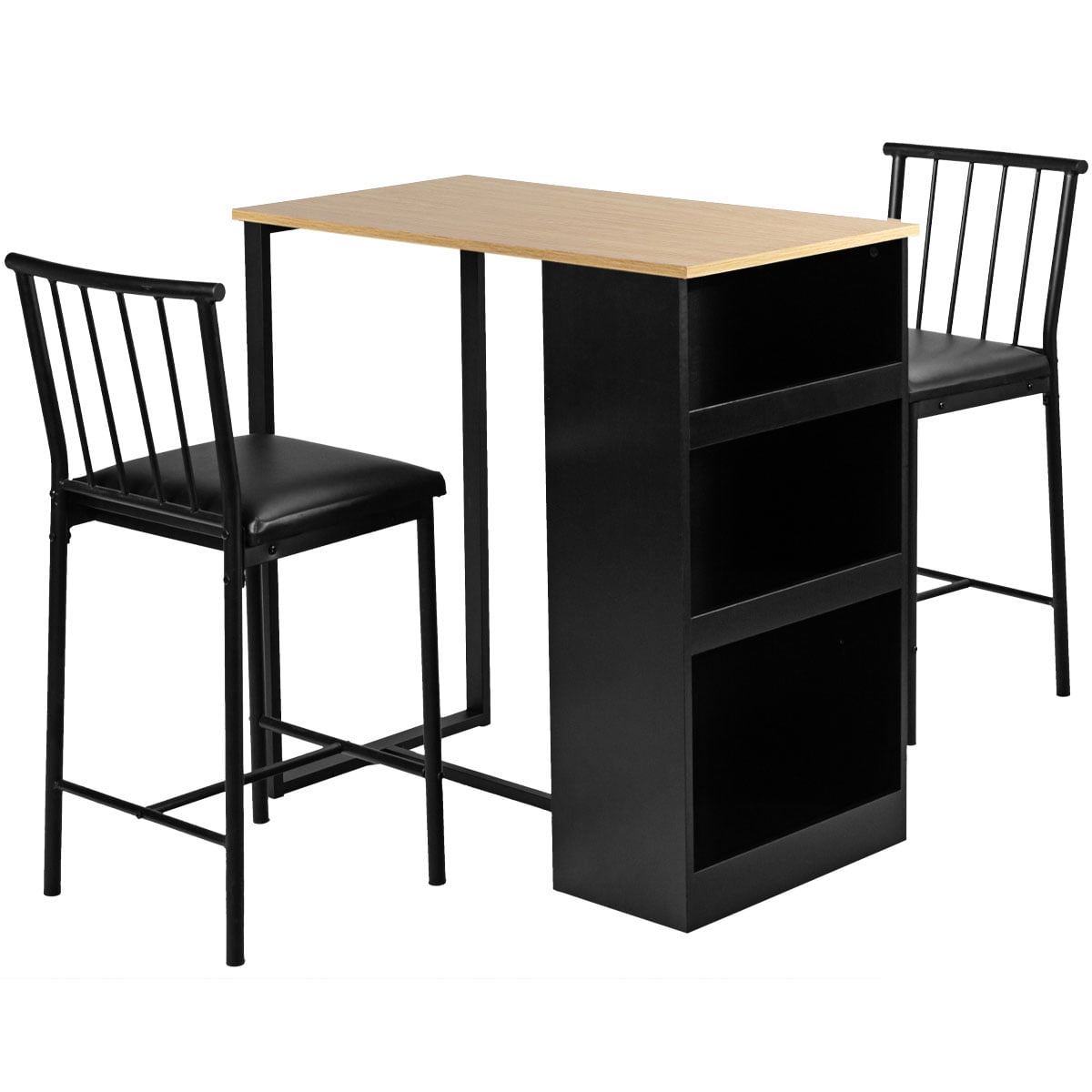Topbuy 3Piece Counter Table Set Bar Pub Dining Table Set with 3 Side