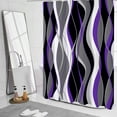 thumbnail image 2 of Black and Purple Shower Curtain, Abstract Modern Grey and Purple Bathroom Decor Accessories, Waffle Weave Textured Fabric Shower Curtain Set with Hooks, 72x72, 2 of 6