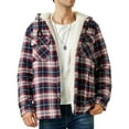 thumbnail image 4 of EINCcm Men's Plaid Jacket Hooded Plaid Jackets Cotton Sherpa Lined Jacket Winter Button Down Jackets with Pockets, 4 of 5