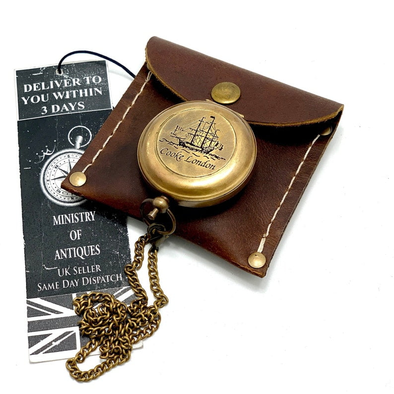 Engraved Personalised Brass Pocket Compass | Handmade Nautical Compass | Christmas, Wedding & Anniversary Gift for Husband, Wife, Him or Her