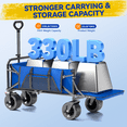 thumbnail image 5 of Vecukty Collapsible Camping Garden Wagon, All-Terrain Tank Wheels for Camping With Extended Tailgate, Sports, Shopping, Beach, Support Up to 330lbs, Blue, 5 of 11