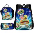 thumbnail image 3 of Juego de 3 mochilas escolares con dibujos animados de Bob Esponja para niños, con bolsas para el almuerzo, bolsas para lápices, mochilas escolares para niños y niñas, el mejor regalo, 3 of 5